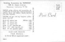 Back of postcard with prices